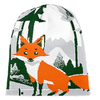 Beanie with fox illustration 